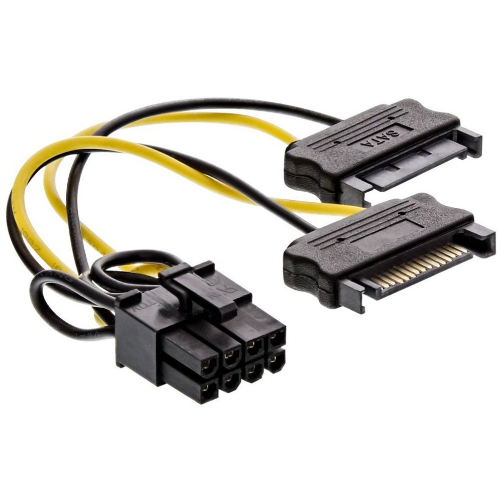 Inline - Câble adaptateur d'alimentation InLine®, 2x prise SATA à fiche PCI-Express 8 broches, 0,15 m - Piles rechargeables