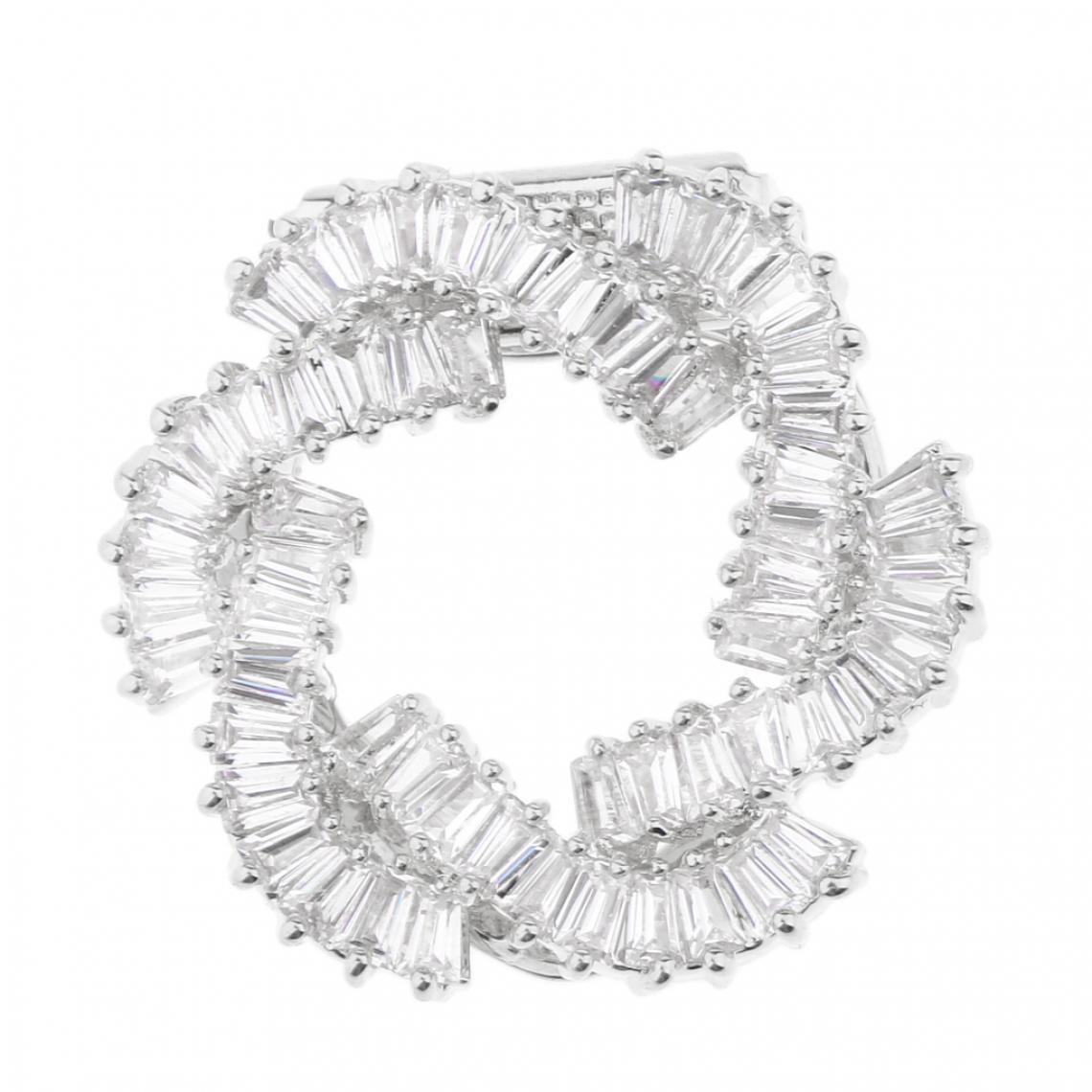 marque generique - fleur cristal anneau clip boucle en mousseline de soie écharpe clip anneau argent blanc - Broches de maçon