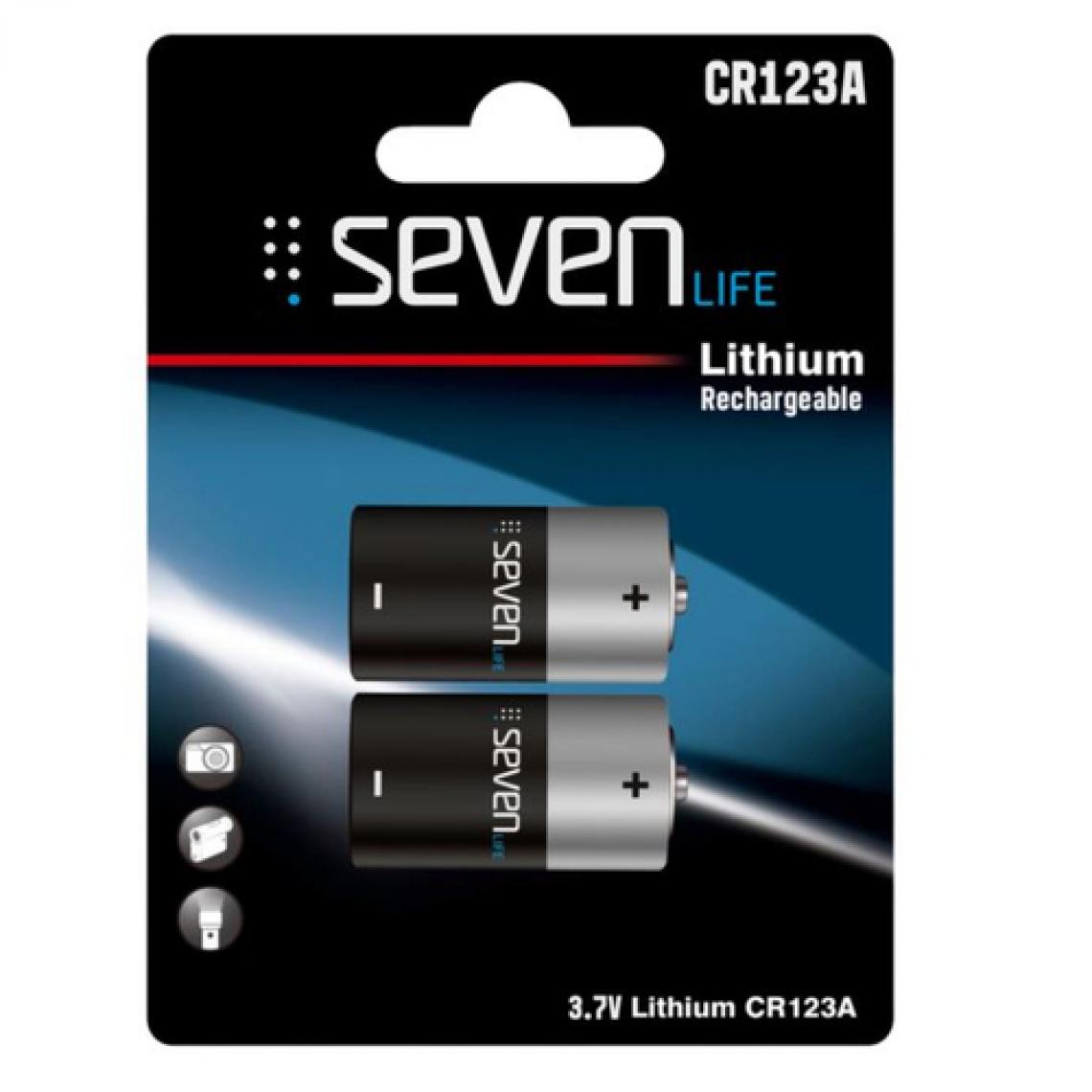 Tx - Pack de 2 piles rechargeables CR123A Seven Life - Piles rechargeables