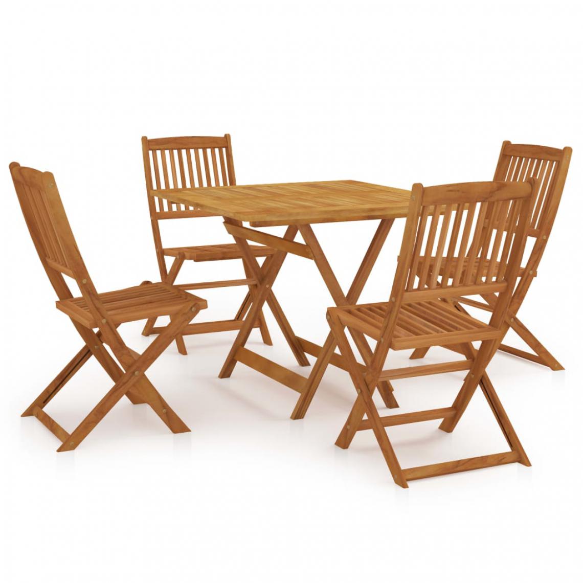 Chunhelife - Mobilier à dîner de jardin pliable 5 pcs Bois d'acacia solide - Ensembles tables et chaises