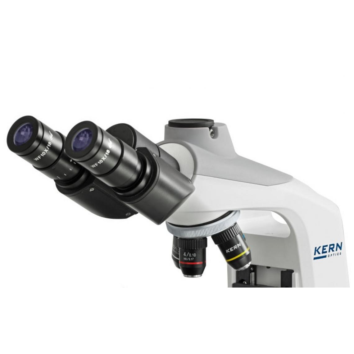 Kern sohn - Kern - Microscope à lumière transmise OBE-13, trinoculaire HWF 10x/Ø 18 mm achromatique 4x/10x/40x/100x - OBE 134 - Appareils de mesure