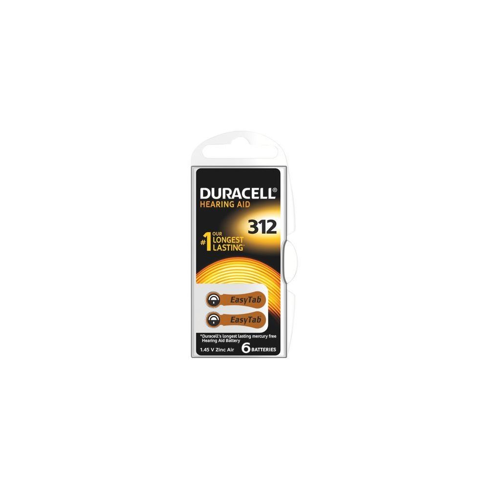 Duracell - Blister 6 piles Duracell pour appareil auditif DA312 - Piles rechargeables