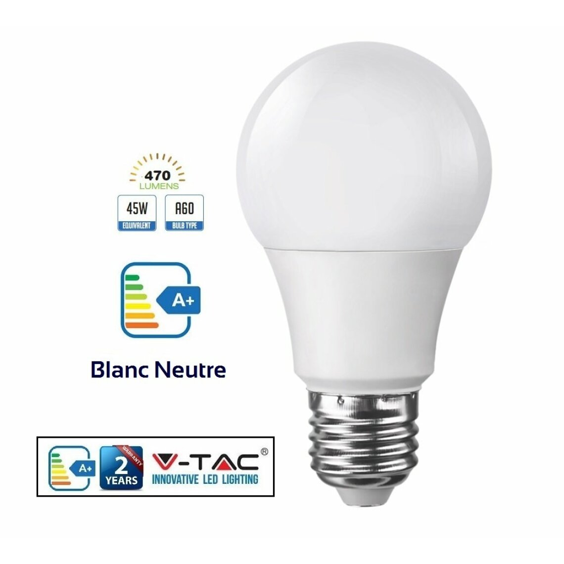 Lampesecoenergie - Ampoule LED VTAC E27 7W - Ampoules LED