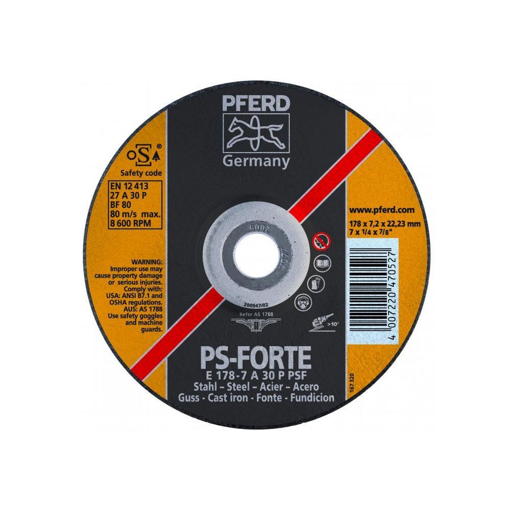 Pferd - Disque à ébarber PS-FORTE A (pièce) PFERD (230 - 7 - 1) - Accessoires sciage, tronçonnage