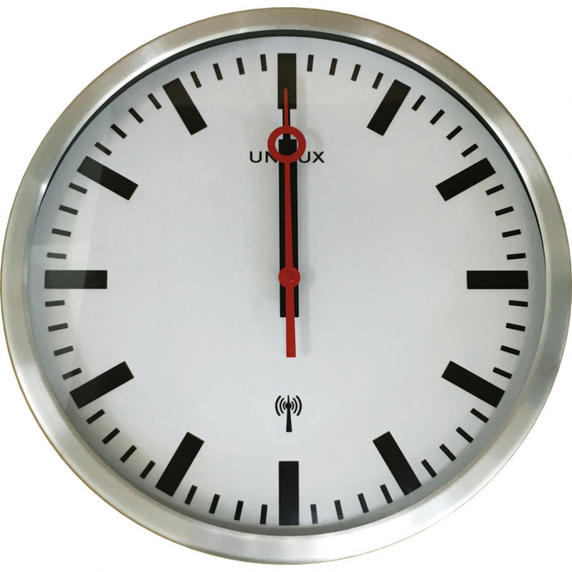 Unilux - UNiLUX Horloge murale/horloge radio pilotée STATION, argent () - Télérupteurs, minuteries et horloges