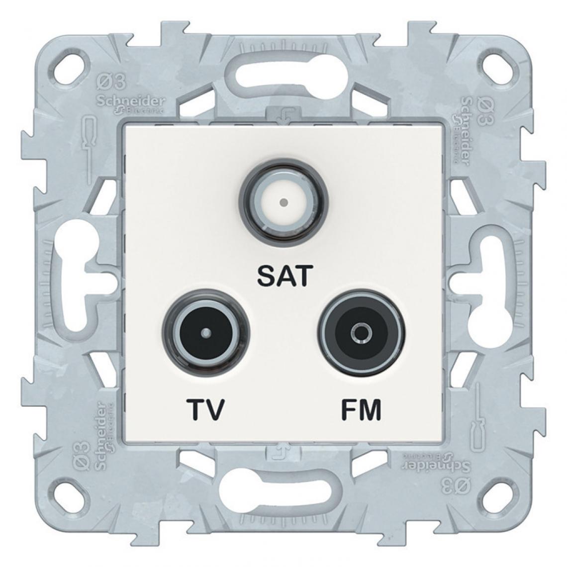 Schneider Electric - Prise TV/SAT/FM 1 entrée bornes à vis blanc Unica - Interrupteurs et prises en saillie