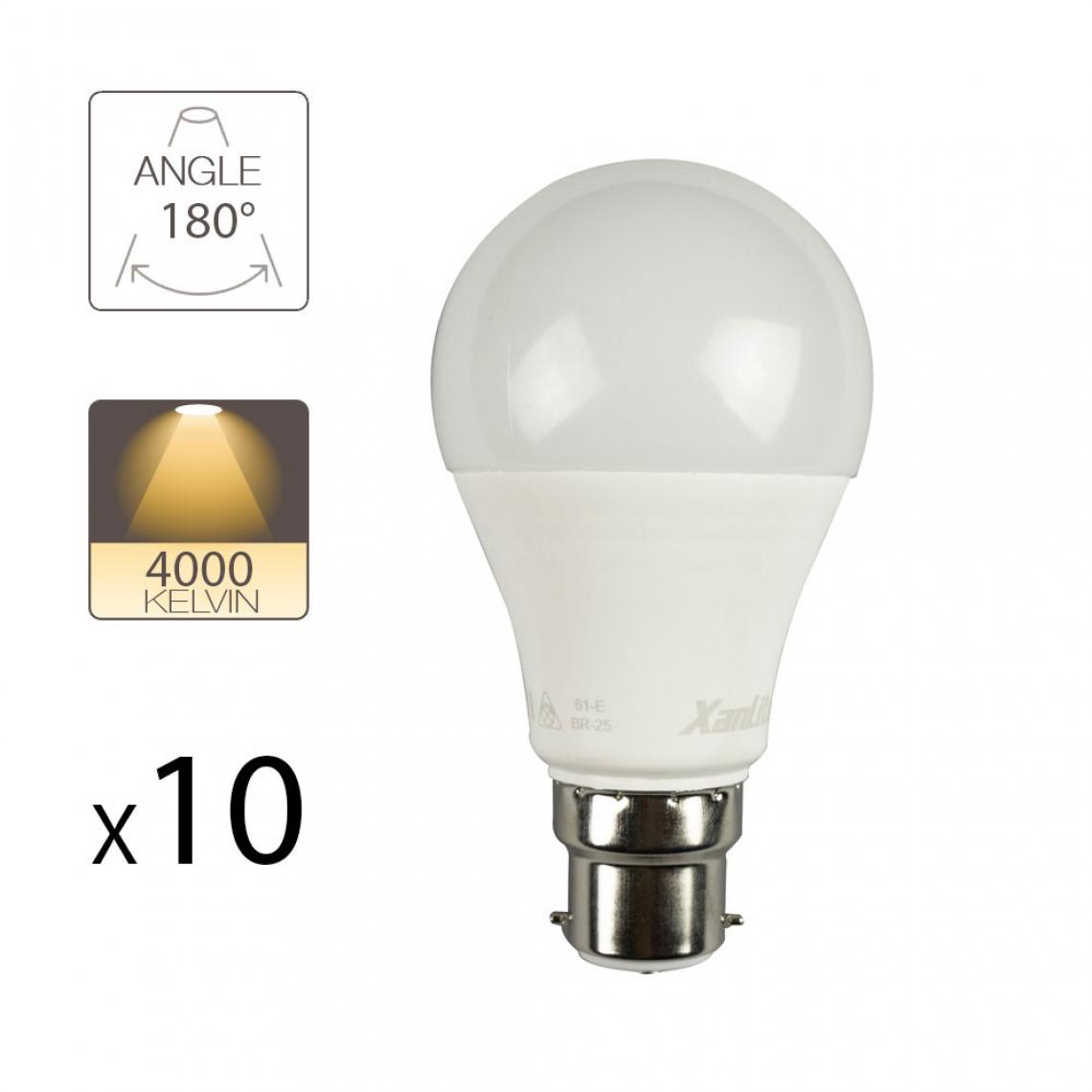 Xanlite - Lot de 10 Ampoules LED A60 culot B22 - Ampoules LED