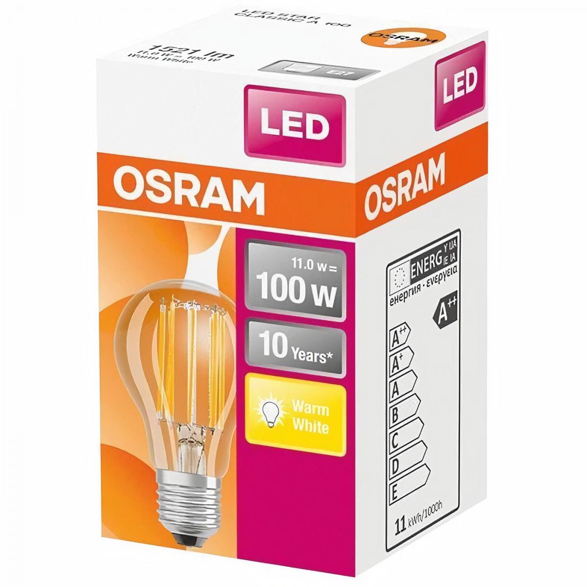 Osram - OSRAM Ampoule LED Standard clair filament 10W=100 E27 chaud - Ampoules LED