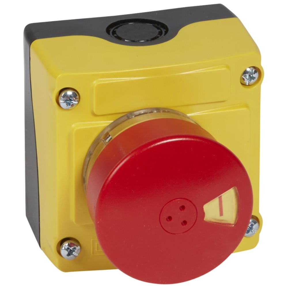 Legrand - boite à boutons couvercle jaune - coup de poing d54 - Autres équipements modulaires
