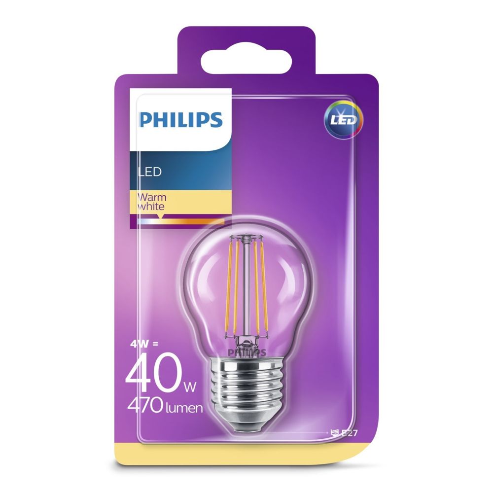 Philips - Ampoule LED Sphérique filement 4W E27 - Ampoules LED