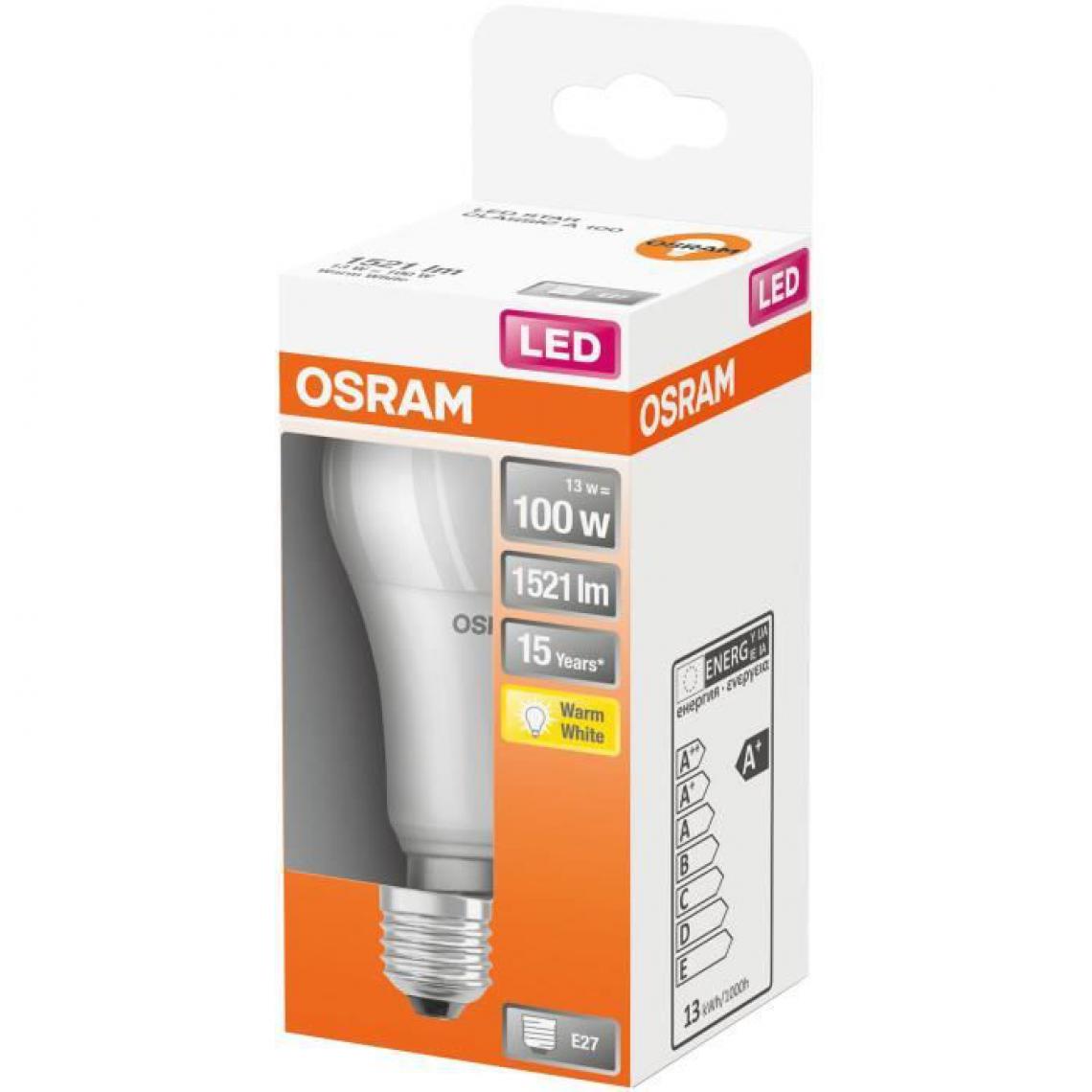 Barritos - OSRAM LED standard dépolie radiateur 13W E27 1521lm 2700K chaud - Boite de 1 - Ampoules LED