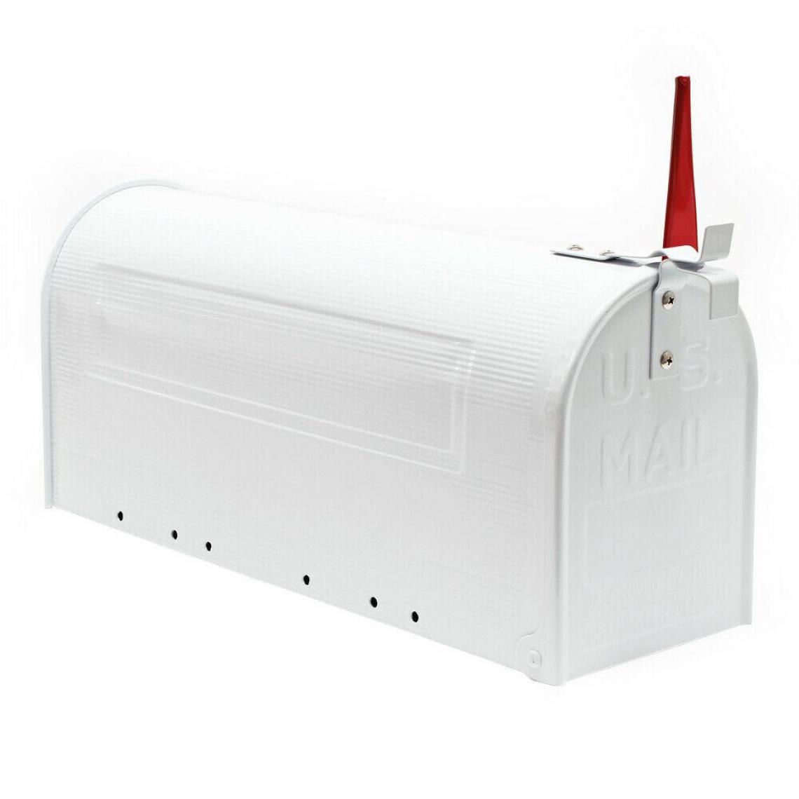 Helloshop26 - Boite aux lettres style américain design boite postale sur pied us mailbox blanc 16_0000086 - Boîte aux lettres