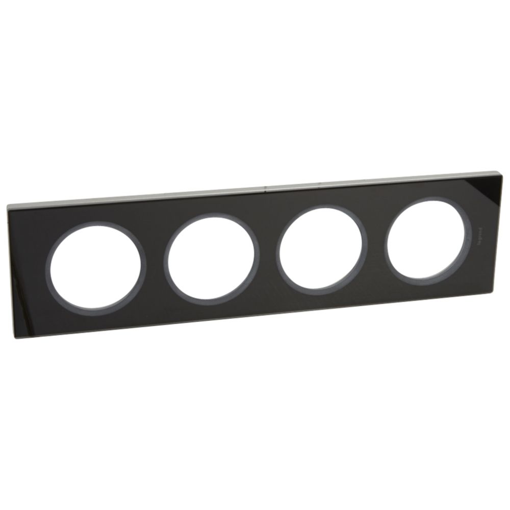 Legrand - plaque céliane 4 postes verre noir graphite - Interrupteurs et prises en saillie