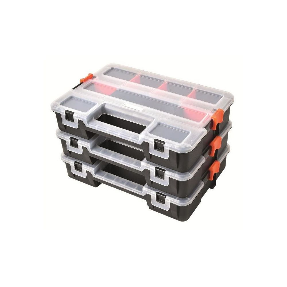 Tood - TOOD Lot de 3 mallettes clipsables / organiseurs en plastique 31,5x22,5x19,8 cm - Boîtes à outils