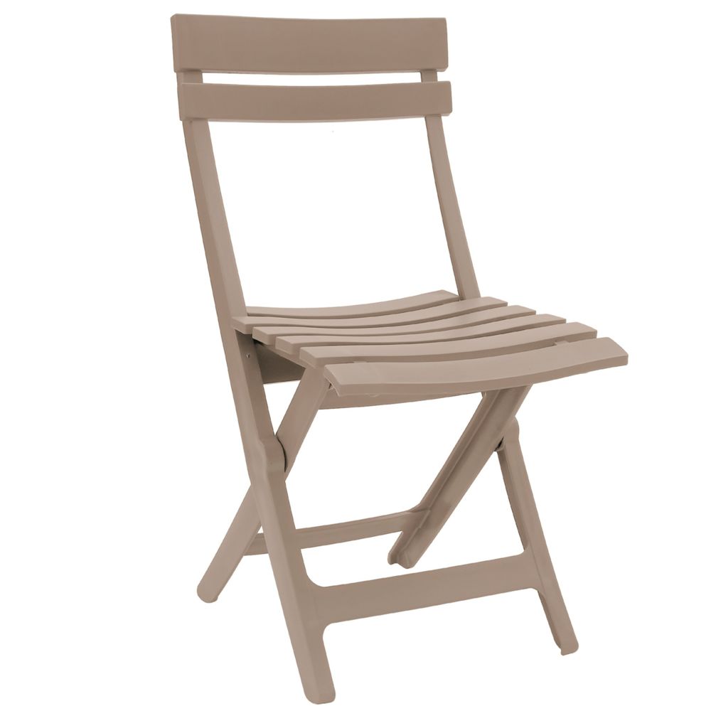 Grosfillex - Chaise de Jardin Miami Pliante Lin Gris - Chaises de jardin