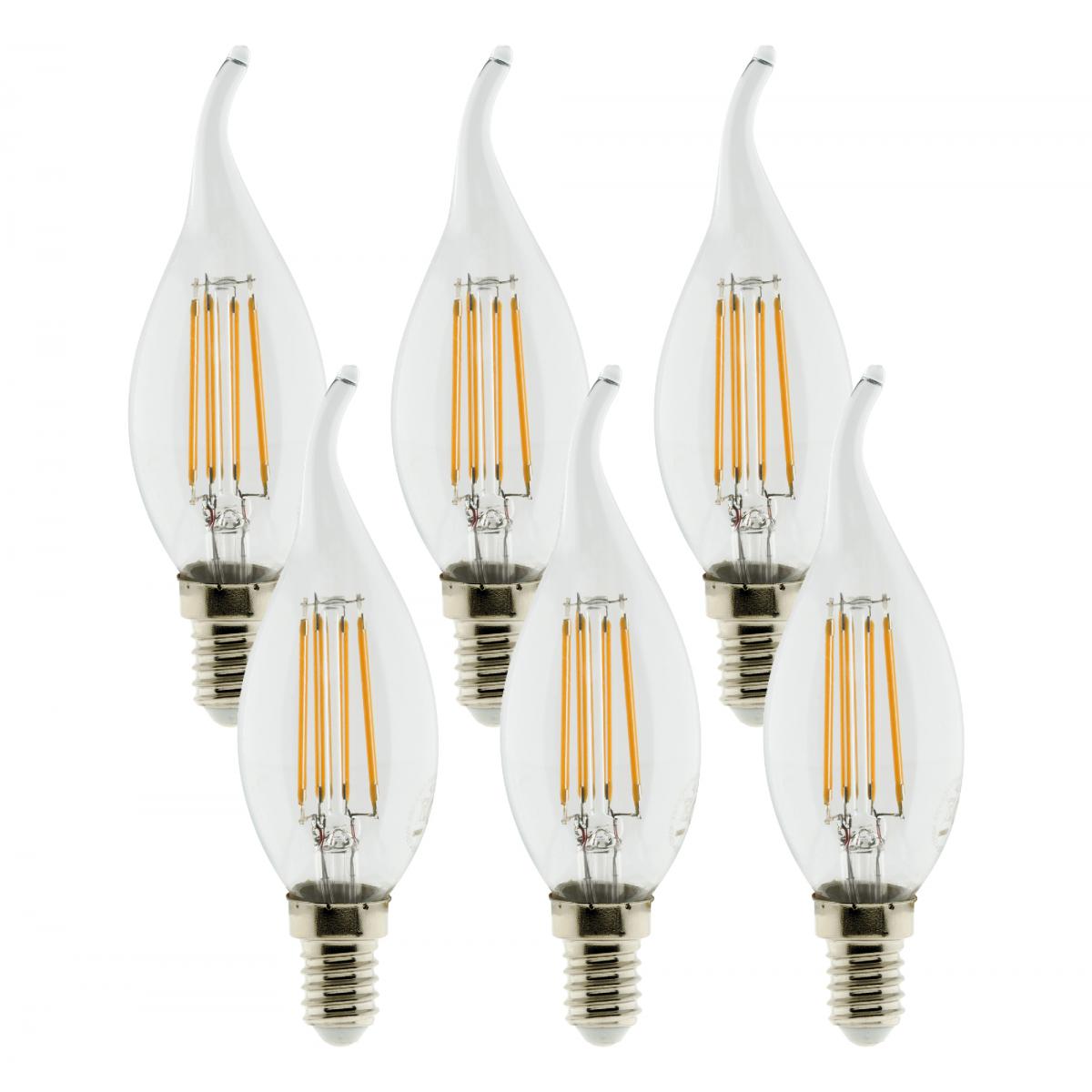 Elexity - Pack de 6 ampoules LED Déco filament 3W E14 Coup de vent - Ampoules LED