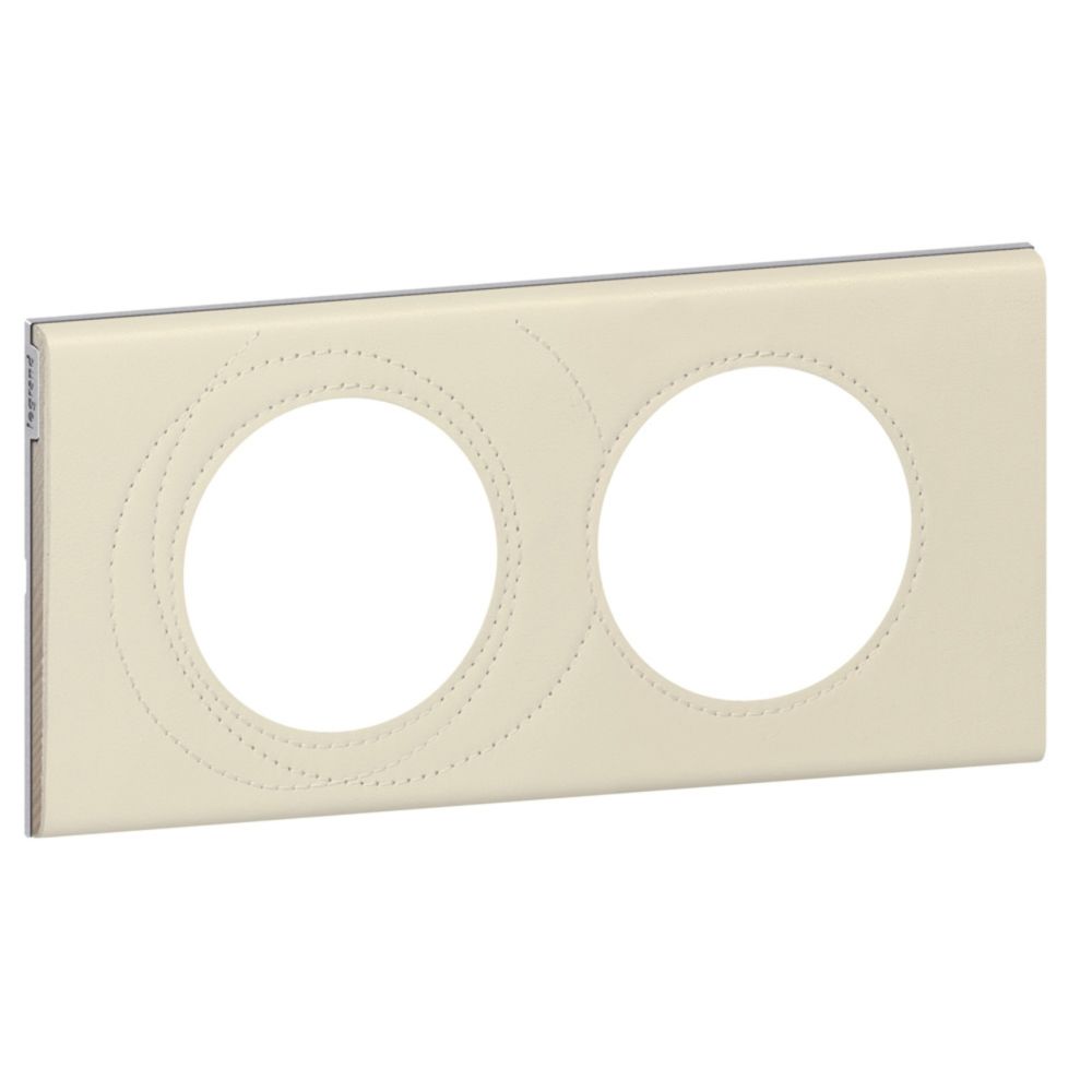 Legrand - plaque céliane 2 postes cuir perle couture - Interrupteurs et prises en saillie
