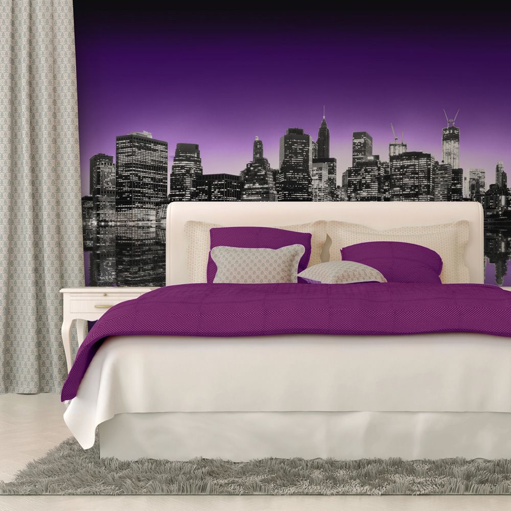 Bimago - Papier peint | The Big Apple in purple color | 200x154 | Ville et Architecture | New York | - Papier peint