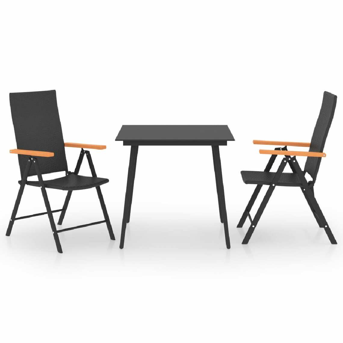 Vidaxl - vidaXL Ensemble de salle à manger de jardin 3 pcs Noir et marron - Ensembles canapés et fauteuils