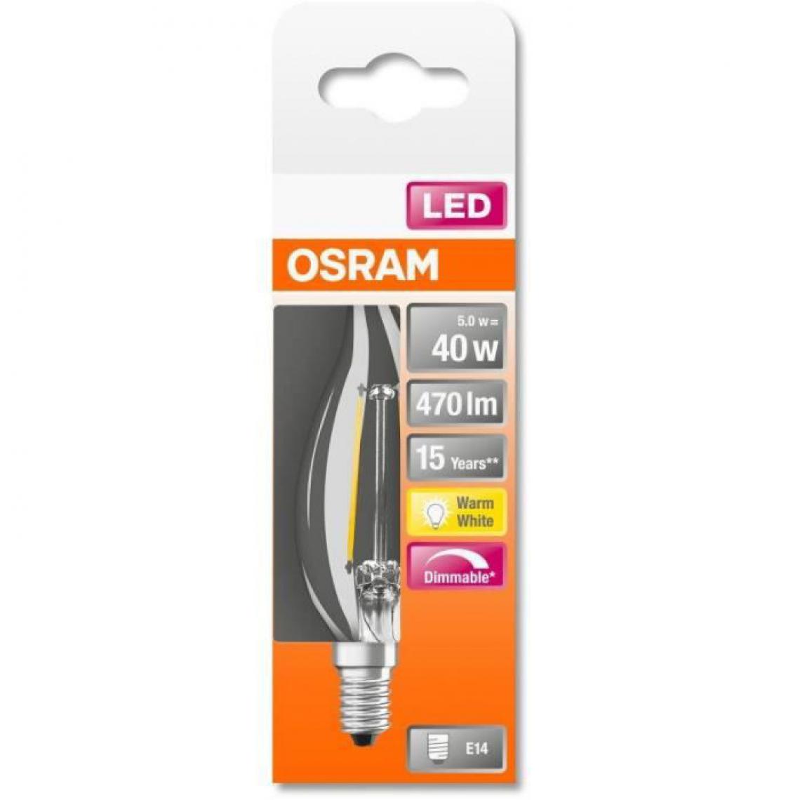 Osram - Ampoule LED Flamme coup de vent clair fil variable - 4,4W - Ampoules LED