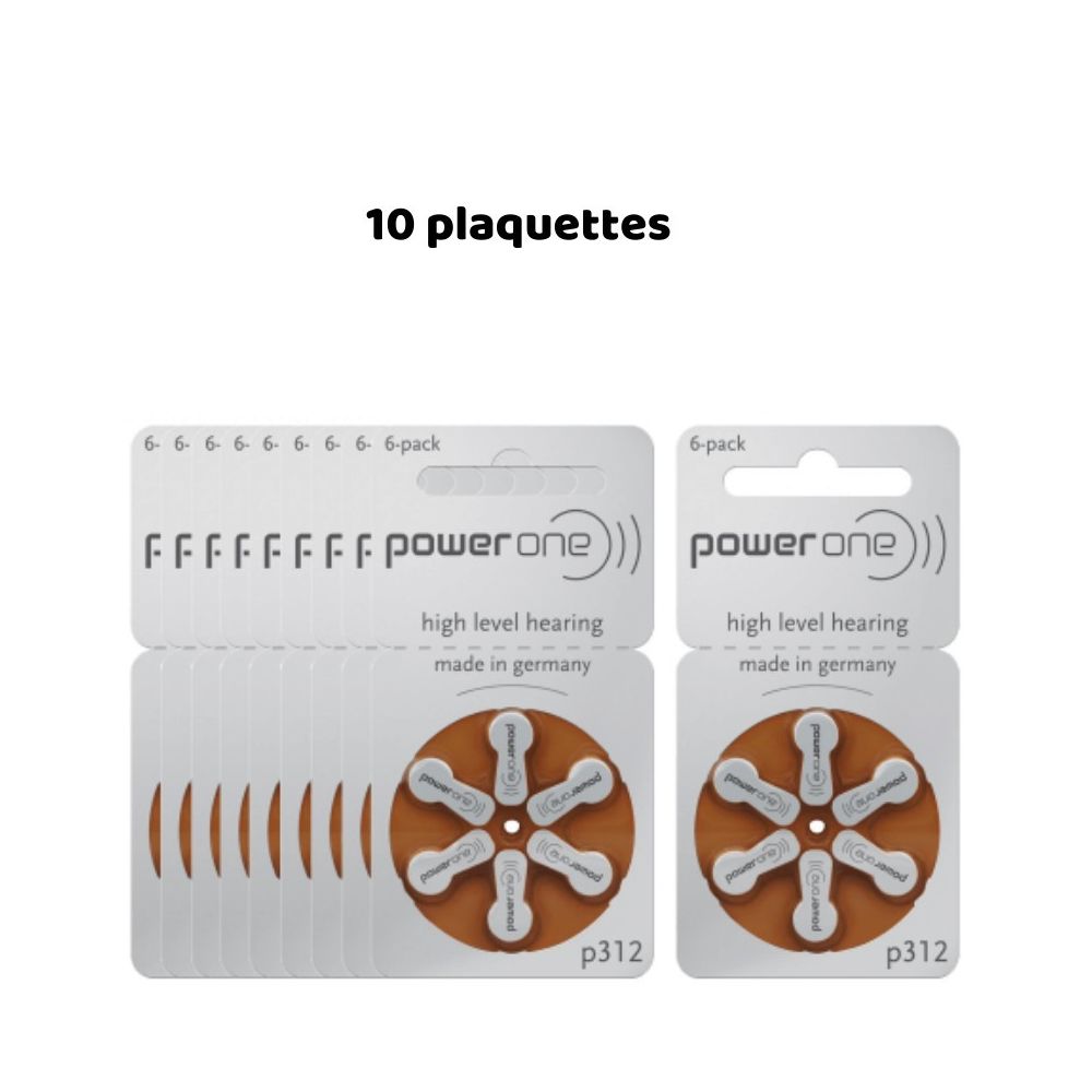 Power One - PowerOne 312 : Piles Auditives Sans Mercure, 10 Plaquettes - Piles rechargeables