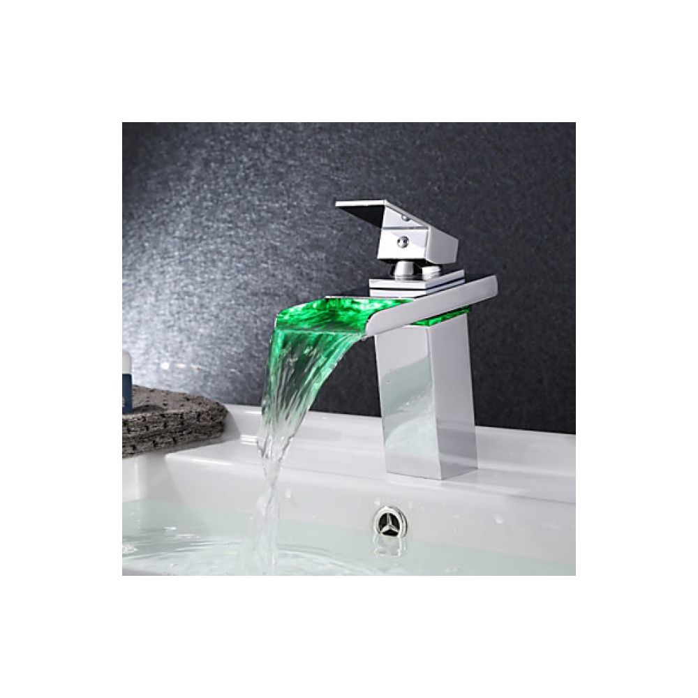 Lookshop - Robinet de lavabo LED à poignée unique, robinet muni d'un mélangeur et finition en chrome - Robinet de lavabo