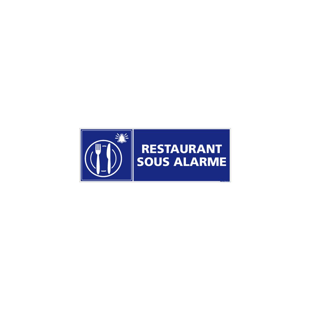 Signaletique Biz - Adhésif Restaurant Sous Alarme - Dimensions 350x125 mm - Protection anti-UV - Extincteur & signalétique