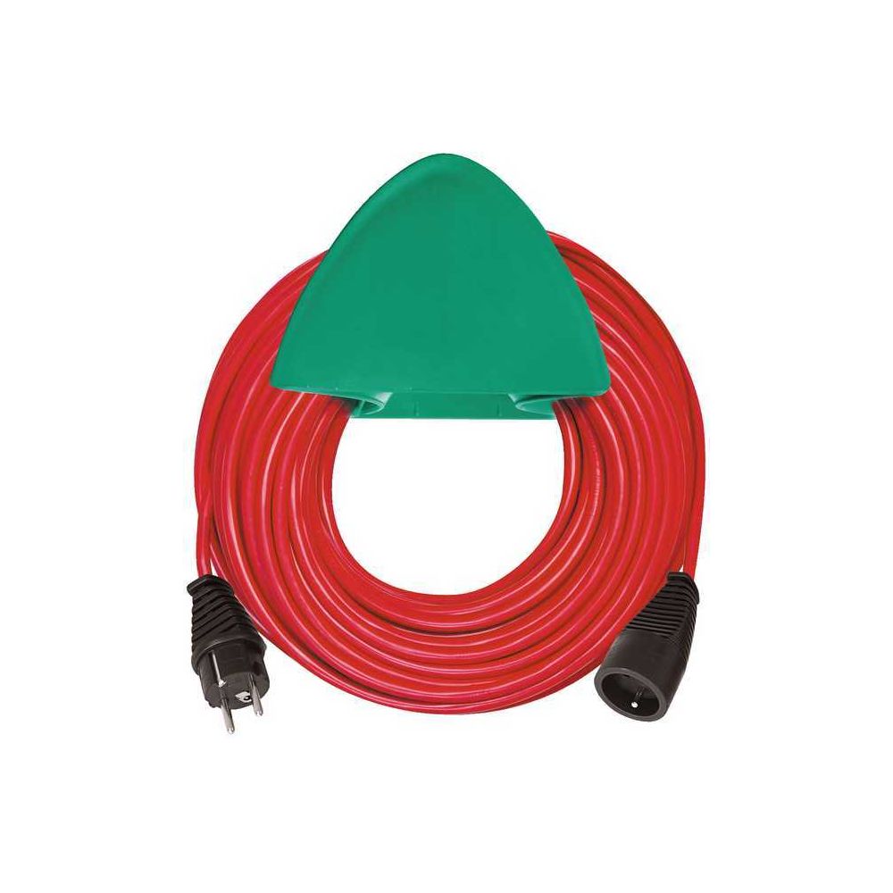 Brennenstuhl - Brennenstuhl Rallonge rouge 15m de câble - avec support mural vert - Fabrication Française - Enrouleur électrique