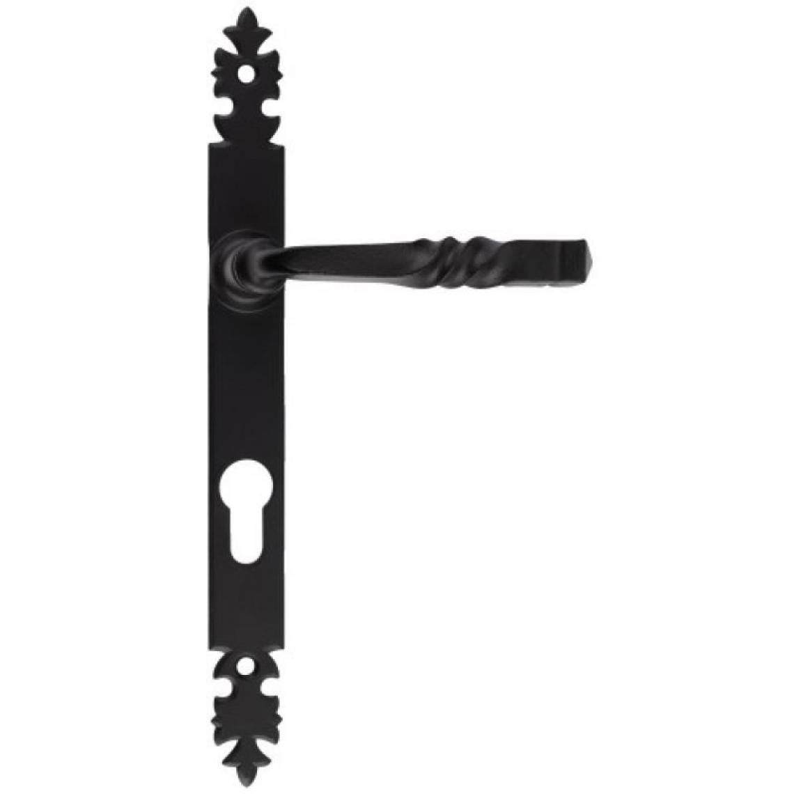 Bouvet - Plaques étroites de 285 x 25 mm finition fer noir cémenté pour Ensemble Bourgogne clé I - Poignée de porte