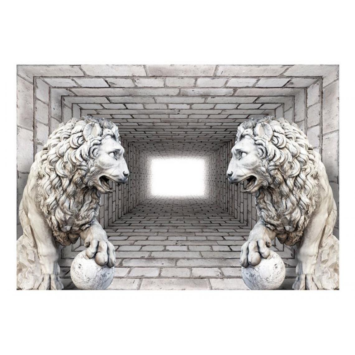 Artgeist - Papier peint - Lions de pierre .Taille : 100x70 - Papier peint