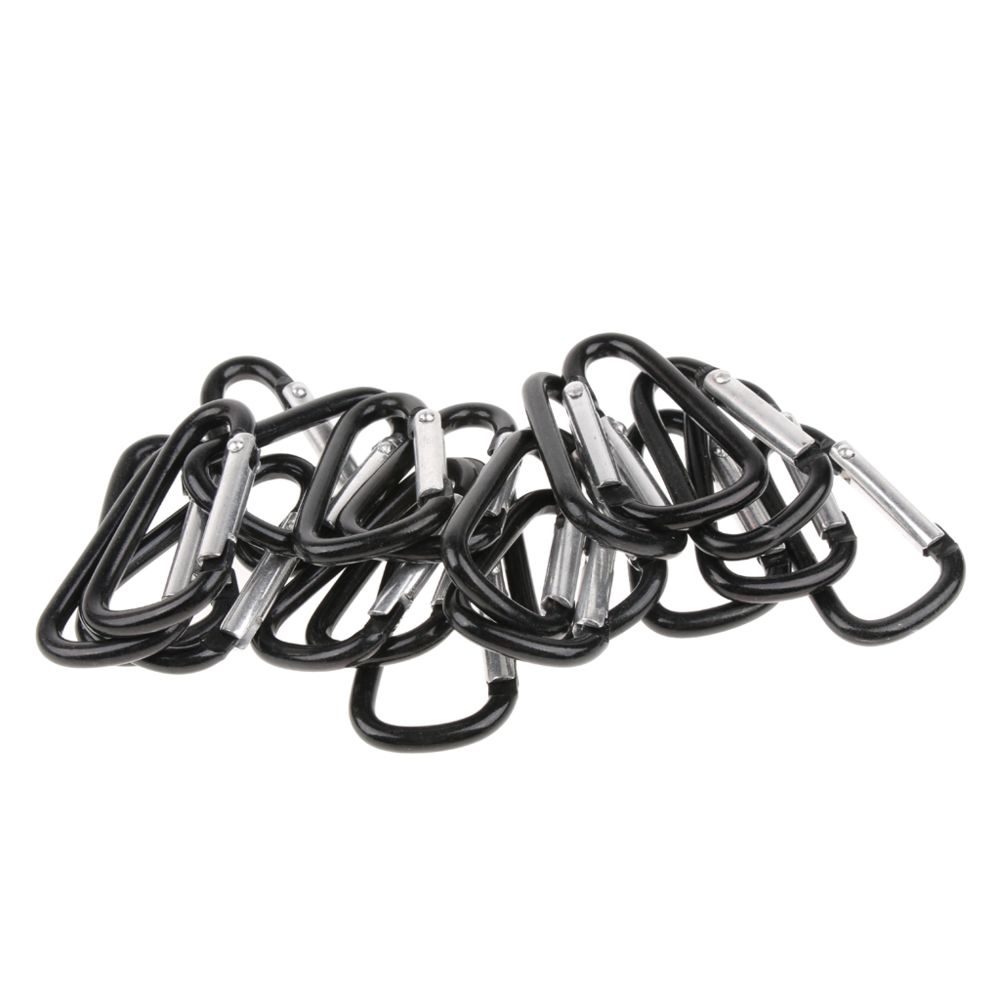 marque generique - 20 clés en alliage d'aluminium Mousquetons D-Ring Snap Link Porte-clés pour extérieur noir - Cheville