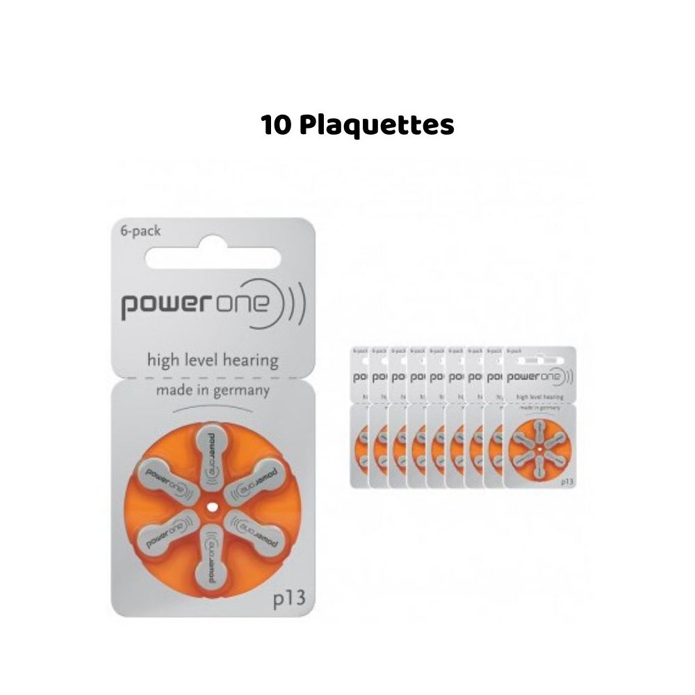 Power One - PowerOne 13 : Piles Auditives Sans Mercure, 10 Plaquettes - Piles rechargeables
