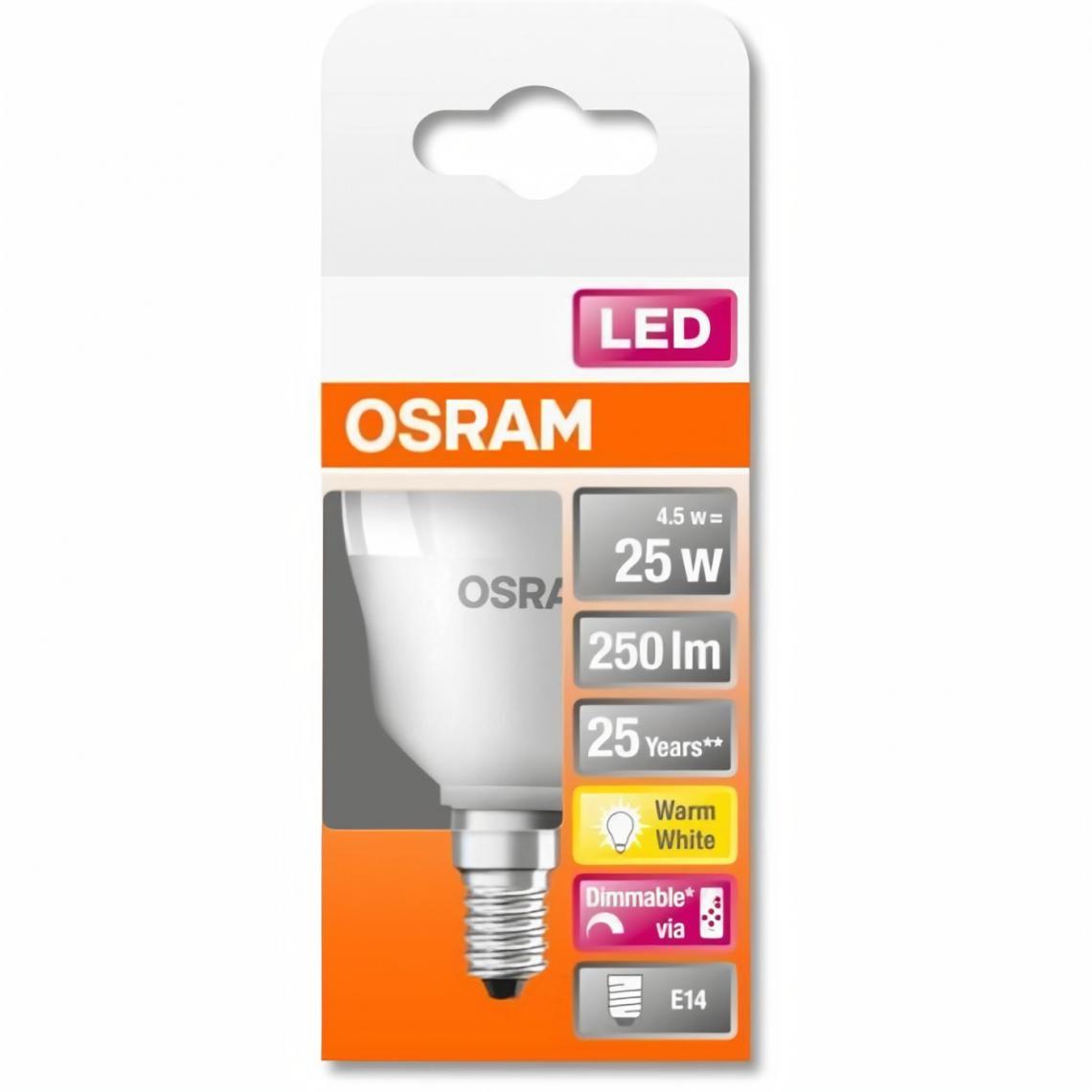 Osram - OSRAM Ampoule LED STAR+ Sphérique RGBW dép radiateur var 4,5W=25 E14 ch - Ampoules LED