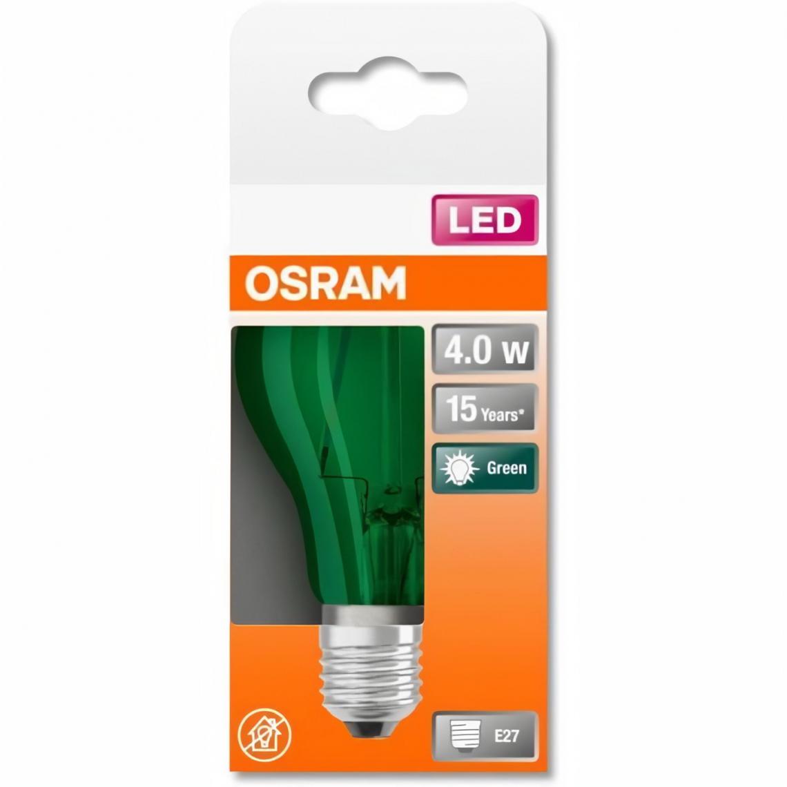 Osram - OSRAM Ampoule LED Standard verre vert déco 4W=15 E27 chaud - Ampoules LED