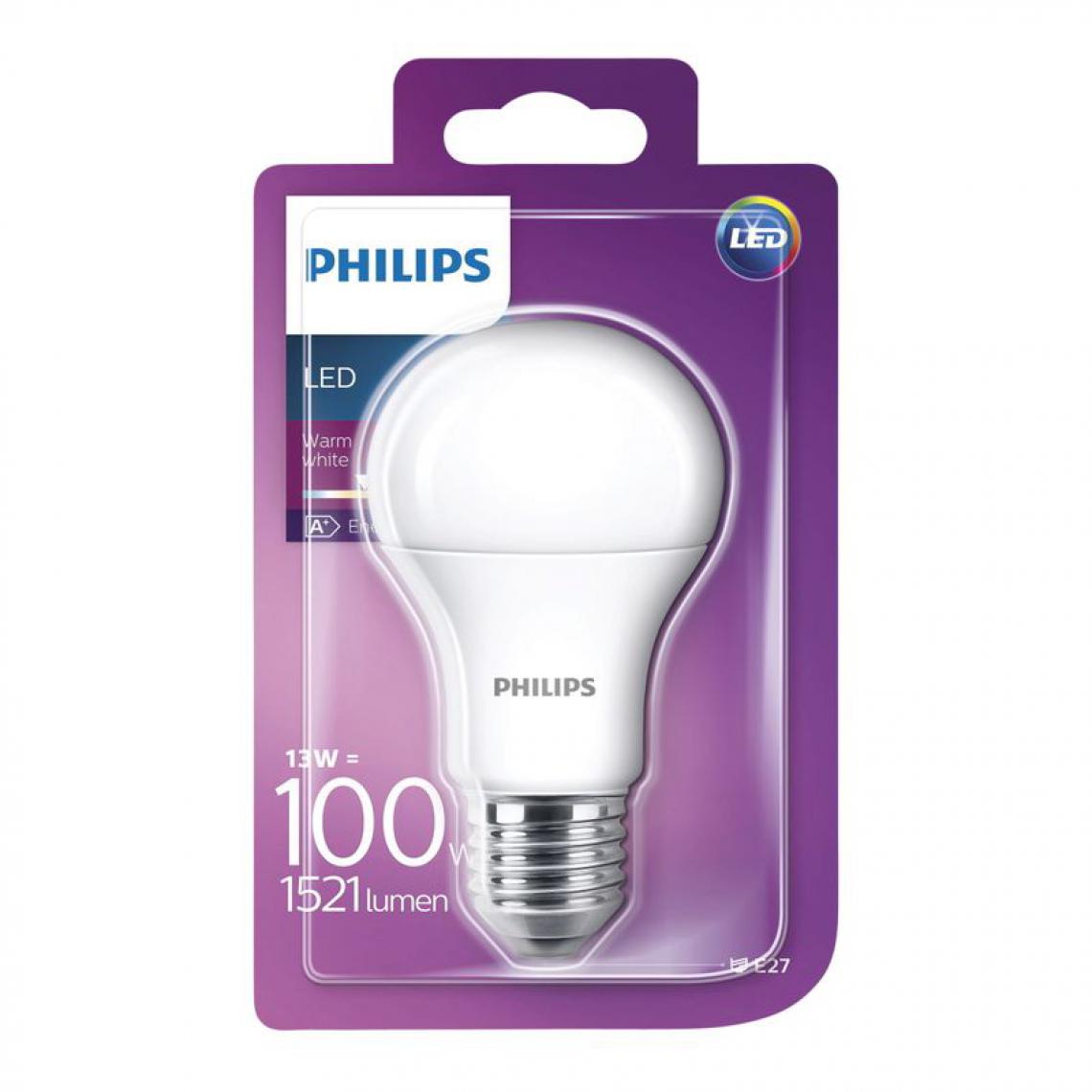 Philips - Ampoule LED 13W équiv 100W 1521lm E27 Blanc chaud - Ampoules LED