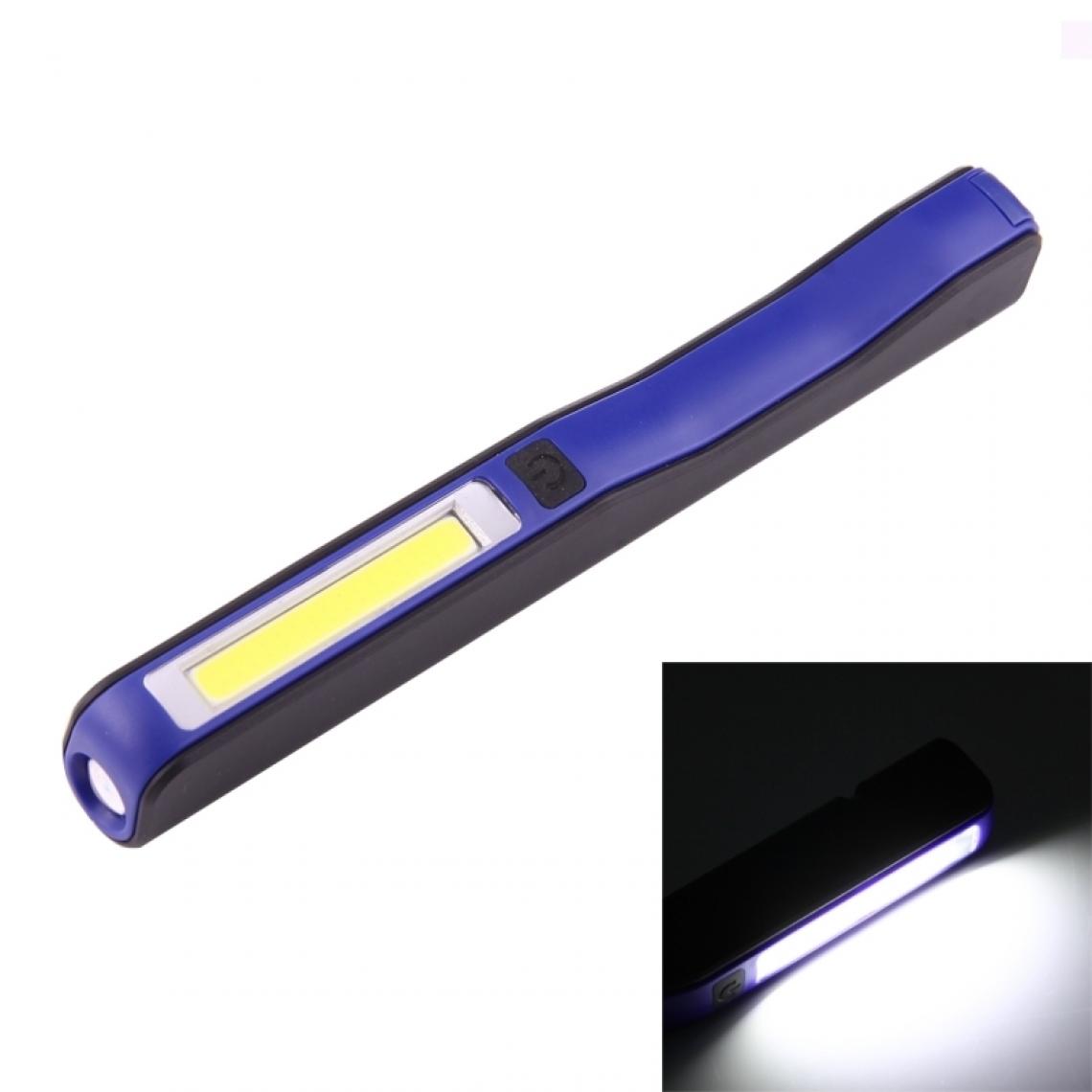 Wewoo - Lampe de poche torche bleu 100LM COB LED 2-Modes haute luminosité forme de stylo lumière de travail / de avec 90 degrés rotatif pince à magnétique, blanche - Lampes portatives sans fil