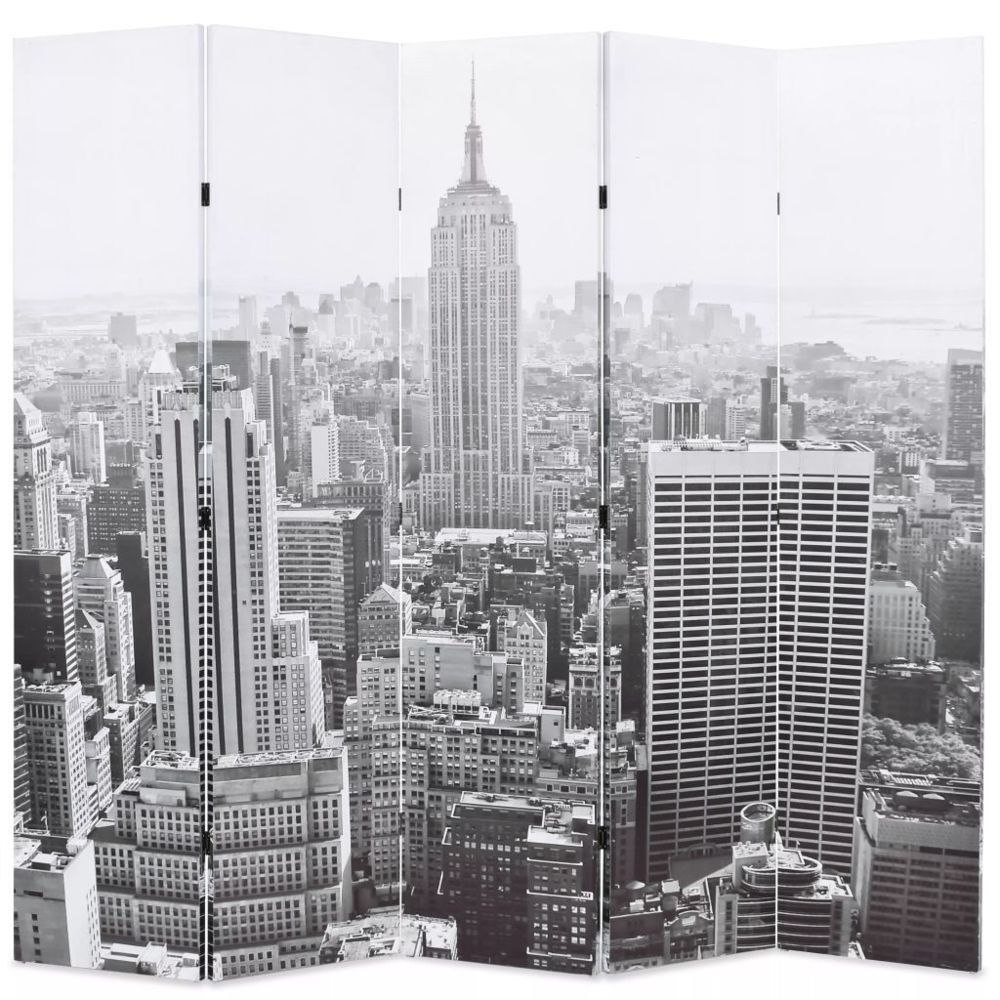 Vidaxl - Cloison de séparation pliable 200x180 cm New York Noir et blanc - Séparateurs de pièces - Meubles | Multicolore | Multicolore - Cloisons