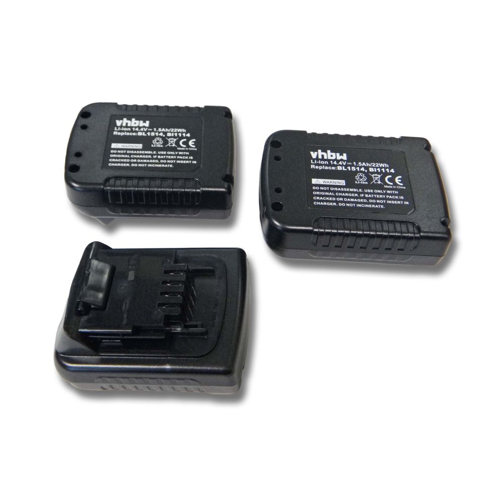 Vhbw - vhbw 3x Batteries Li-Ion 1500mAh (14.4V) pour outils ASL146KB, ASL148, ASL148K, ASL148KB, EPL14 comme BLACK & DECKER BL1114, BL1314, BL1514, LB16. - Clouterie