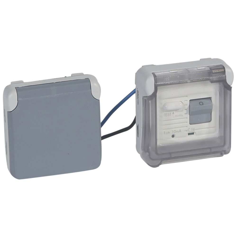 Legrand - prise différentielle 10ma legrand plexo grise (composable) - Interrupteurs et prises étanches