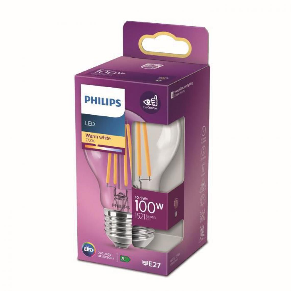 Philips - Philips ampoule LED Equivalent 100W E27 Blanc chaud non dimmable - Ampoules LED