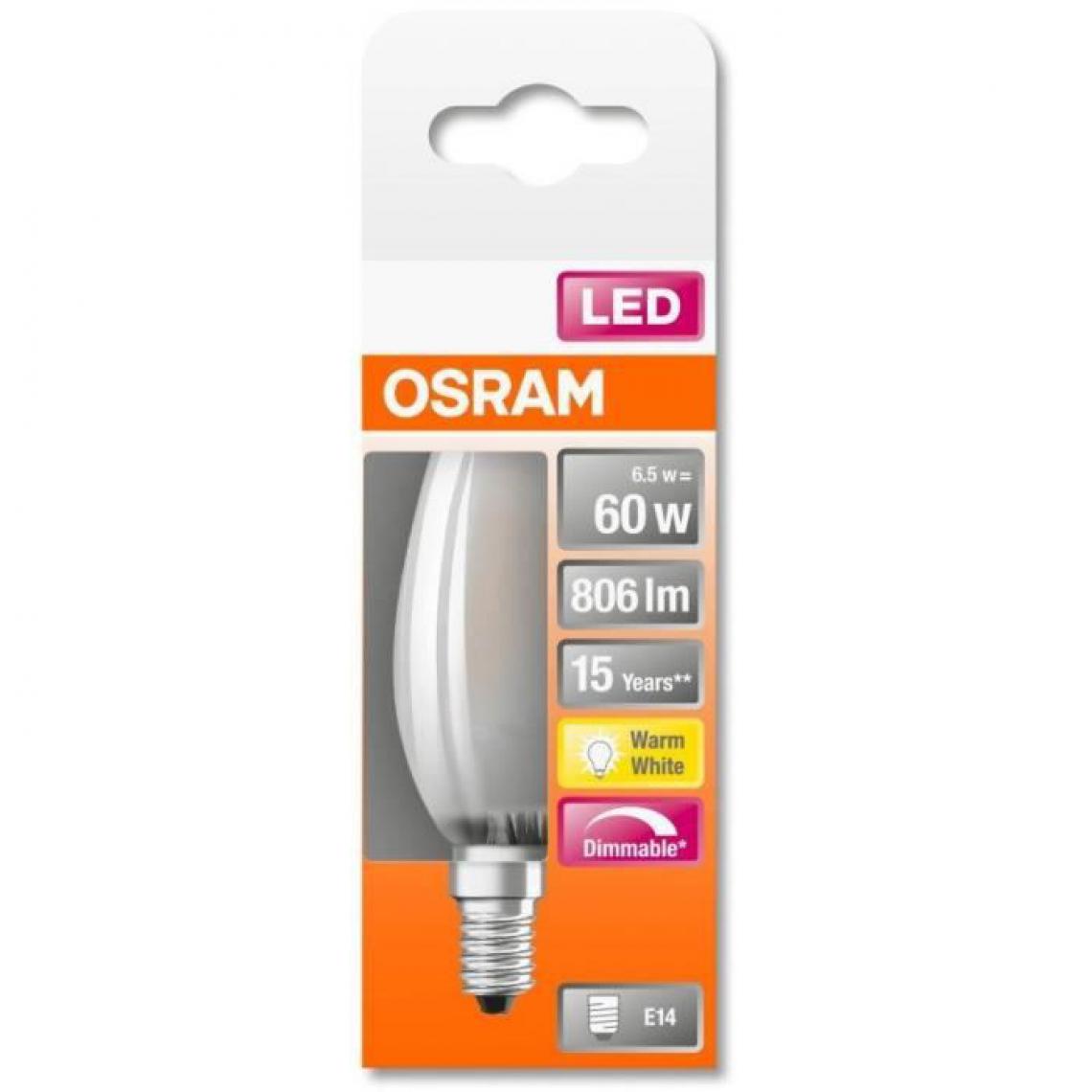 Osram - Ampoule LED Flamme verre dépoli variable - 6,5W - Ampoules LED