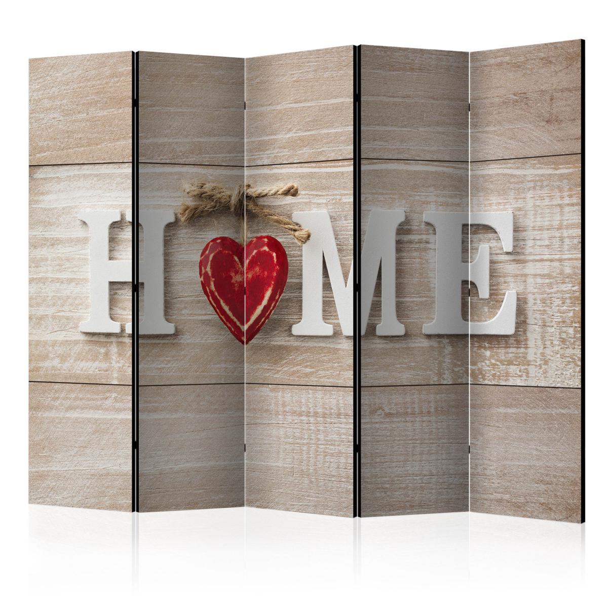 Bimago - Paravent 5 volets - Room divider - Home and red heart - Décoration, image, art | 225x172 cm | XL - Grand Format | - Cloisons