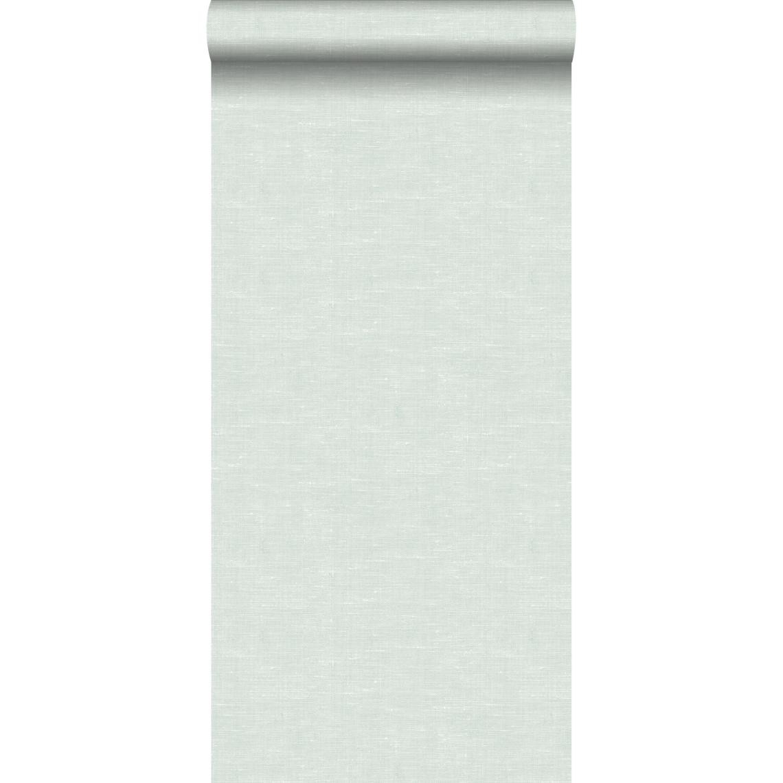 ESTAhome - ESTAhome papier peint lin vert menthe pastel clair grisé - 148694 - 53 cm x 10,05 m - Papier peint