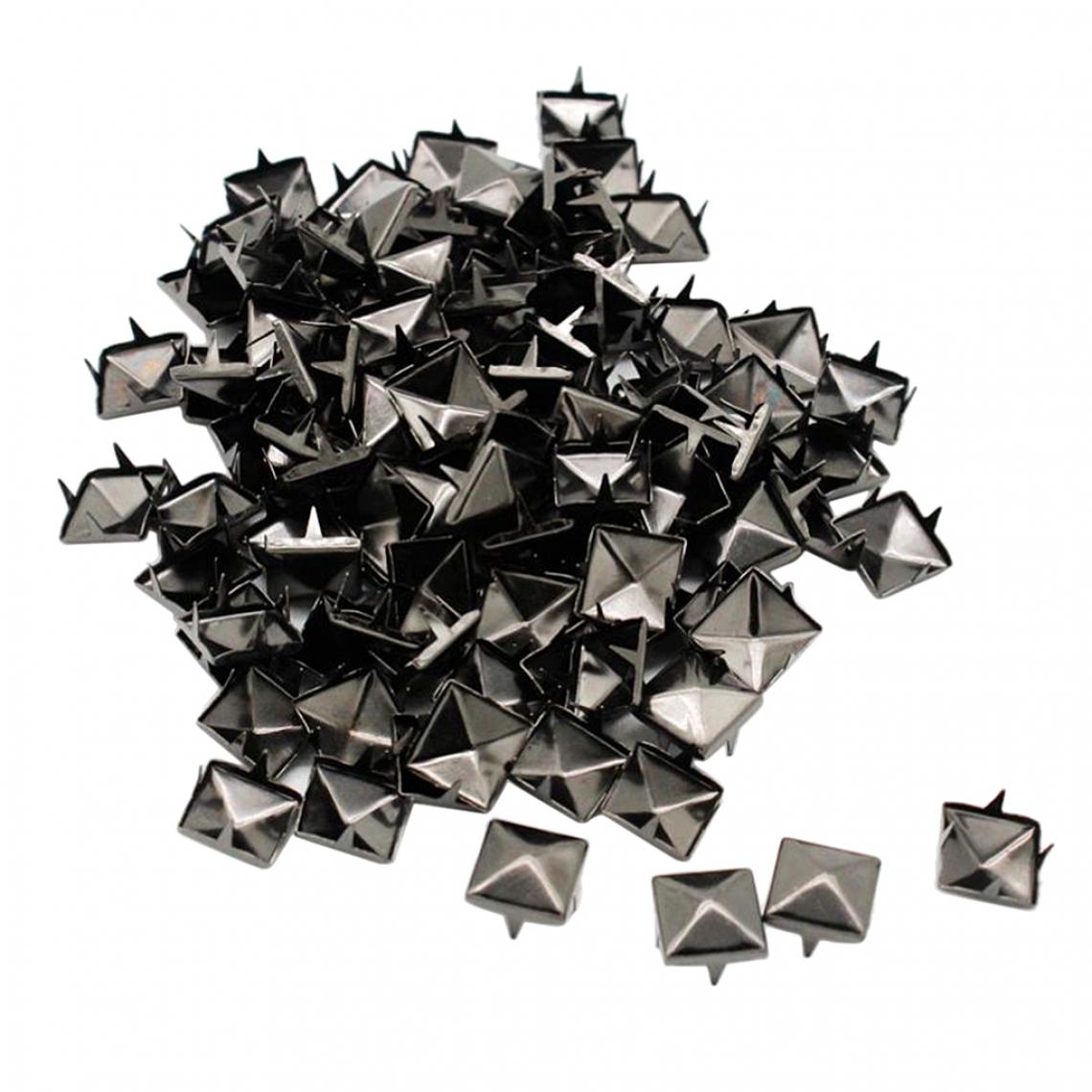 marque generique - 100 Sets Pyramid Square Rivet Stud Nailhead pour Ceintures Leathercraft Noir - Boulonnerie