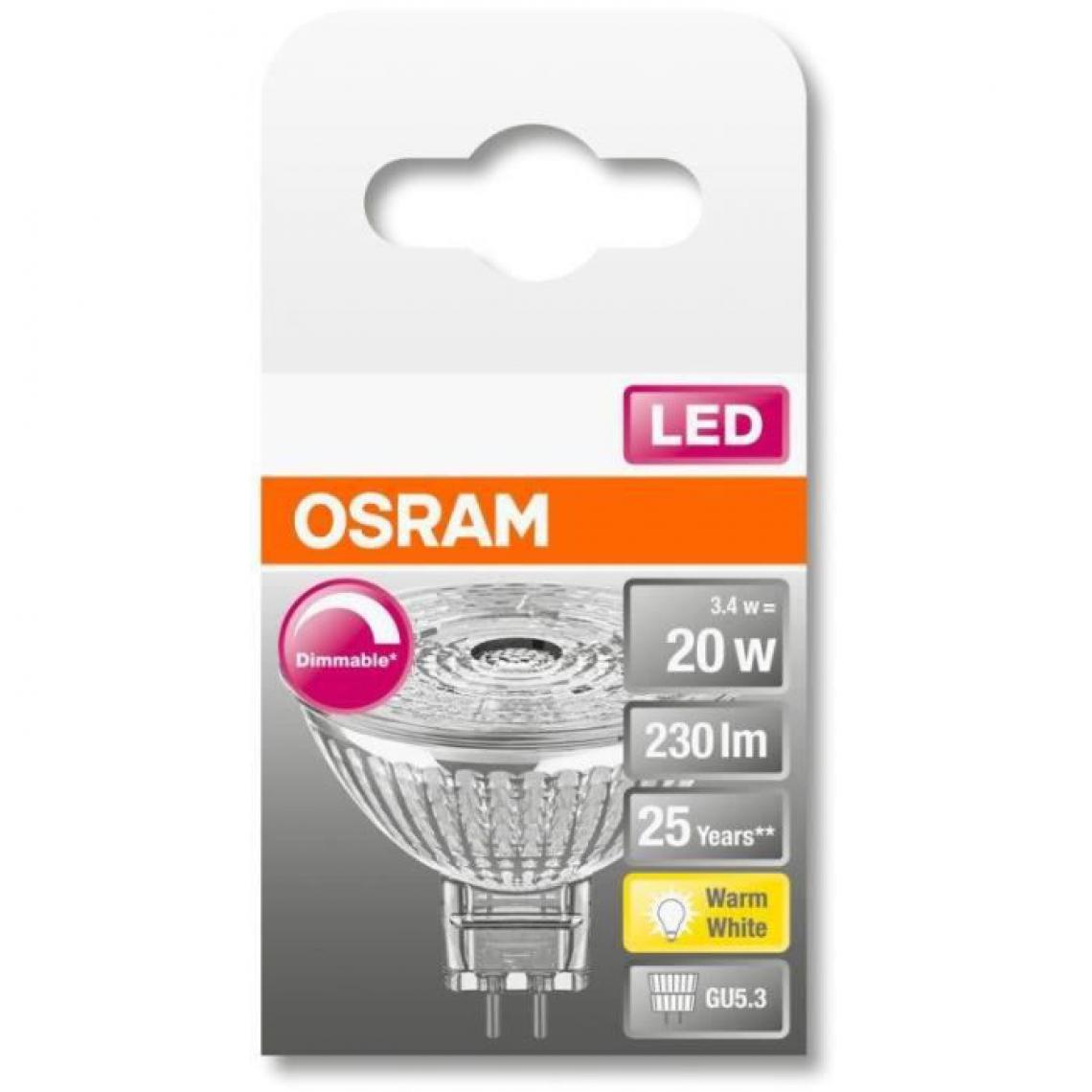 Osram - Spot MR16 LED 36° verre variable 3.4W - Ampoules LED