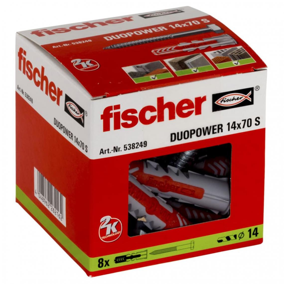 Fischer - Fischer Ensemble de chevilles avec vis DUOPOWER 14x70 S 8 pcs - Cheville