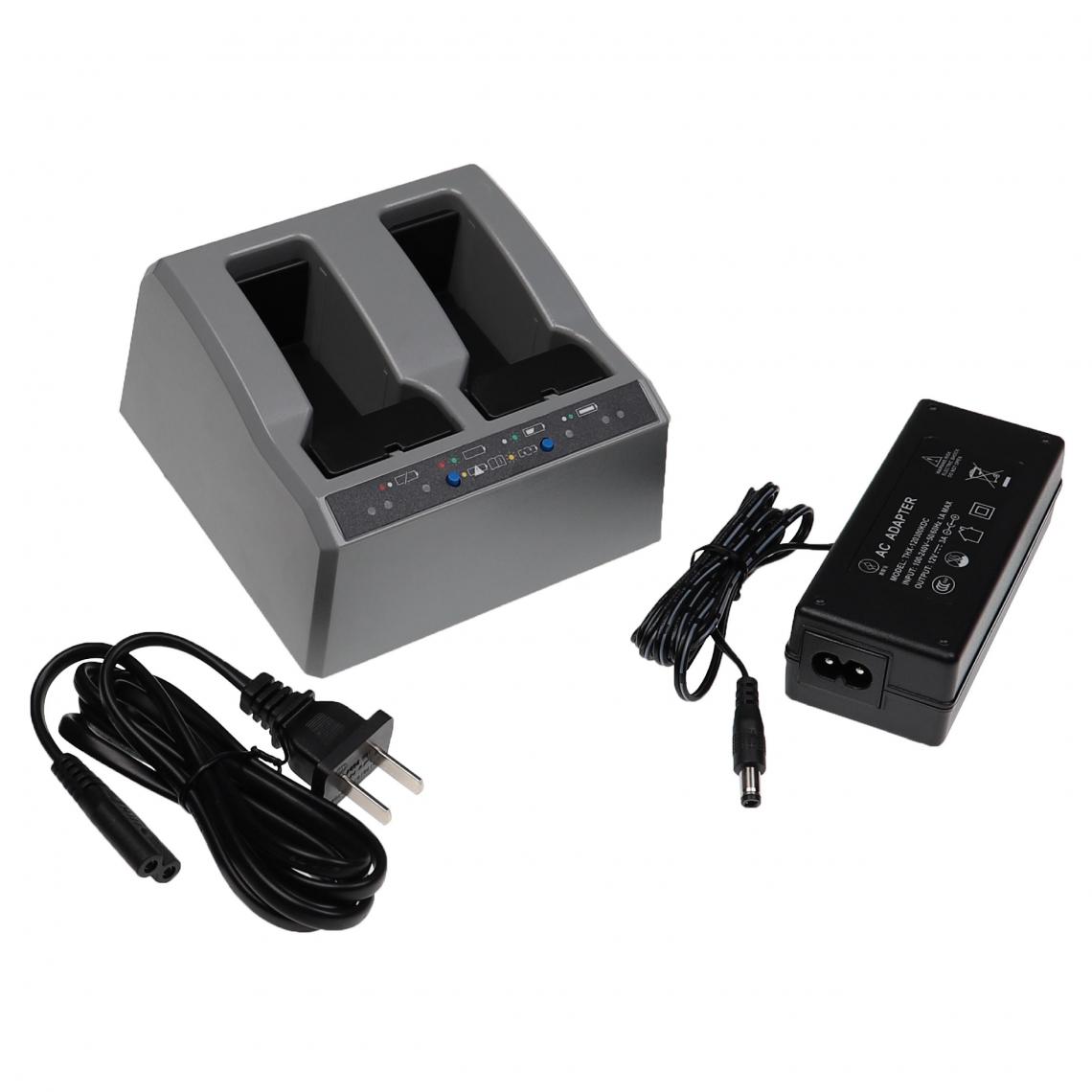 Vhbw - vhbw Kit accessoires de charge compatible avec GeoMax ZT80+ appareil de mesure - alimentation, chargeur double, câble de connexion - Piles rechargeables