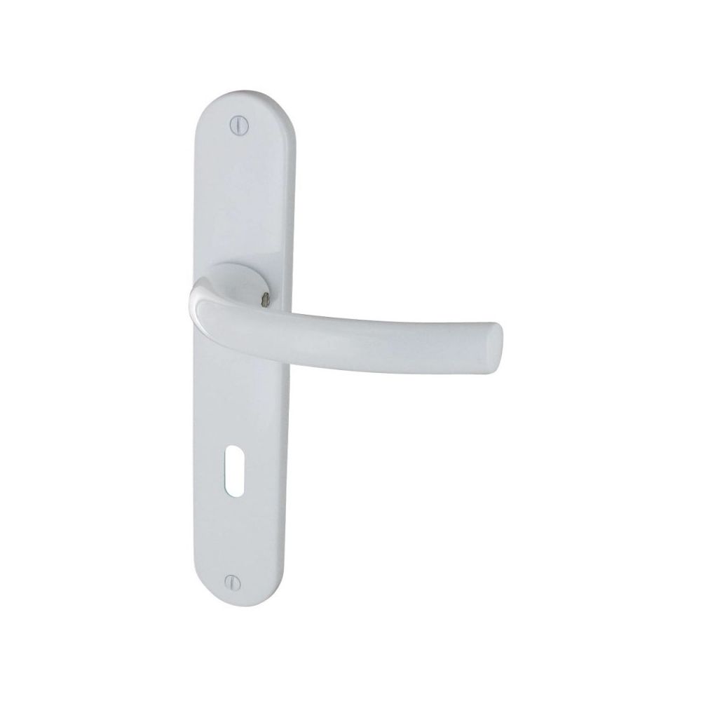 Sama - Poignées de porte ROTONDA2 alu laqué blanc à trou clé L 220X40 mm - Poignée de porte