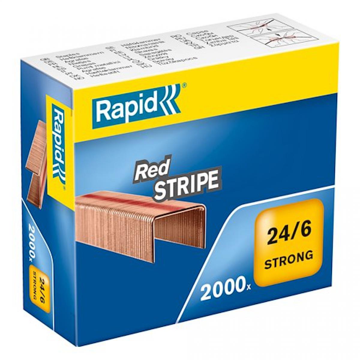 Rapid - Agrafes Rapid Strong 24/6 Red Stripe cuivrée - Boîte de 2000 - Boulonnerie