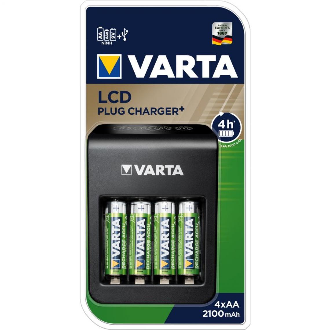 Varta - Chargeur VARTA LCD Plug + 4 piles AA - 57687101441 - Piles rechargeables